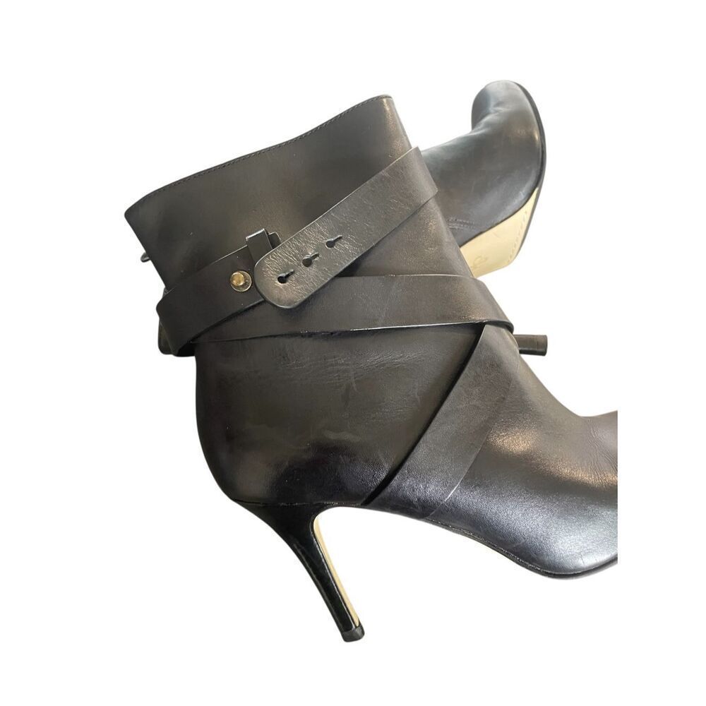 Coke Haan  Leather Stilleto mid ankle booties Black Size 6 B - Picture 7 of 15